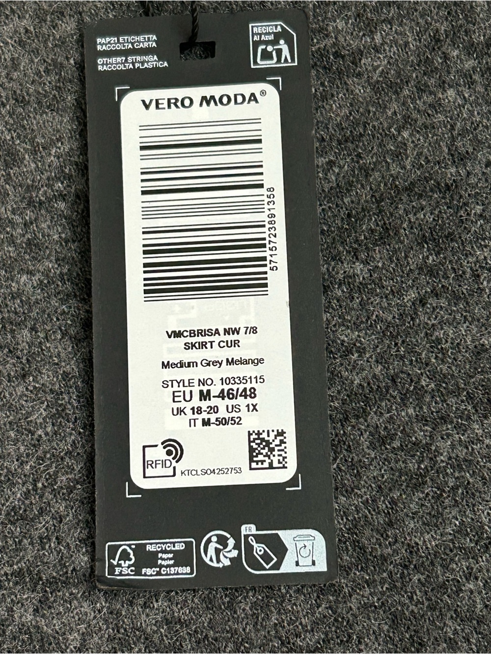 Vero Moda Gray Heather Knit Midi Skirt - Picture 4 of 6